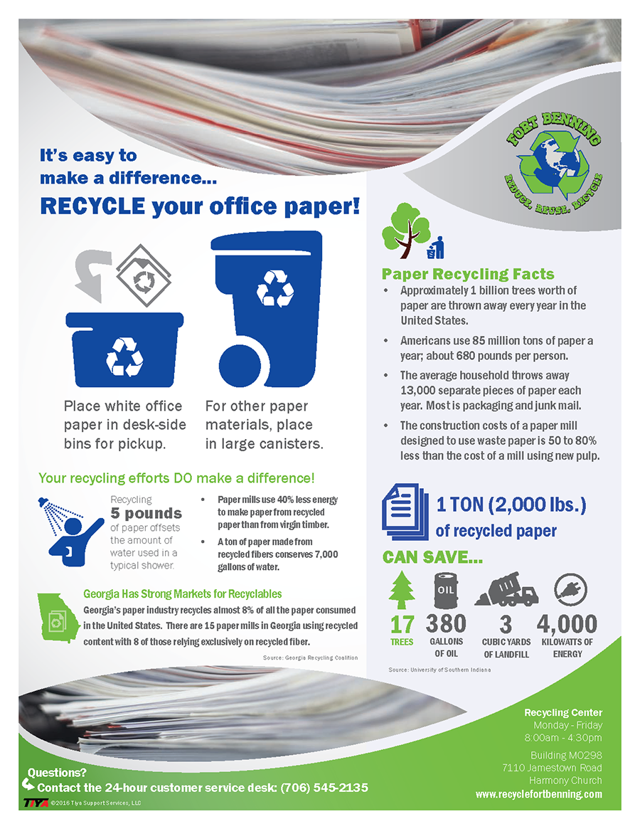Recyle Fort Benning Letter Recyclables Paper Only