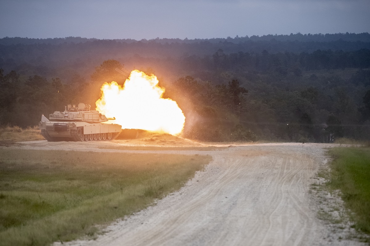 The M1 Abrams uses a 120 mm smoothbore gun that fires a variety of rounds capable of destroying enemy armor from great distances. 