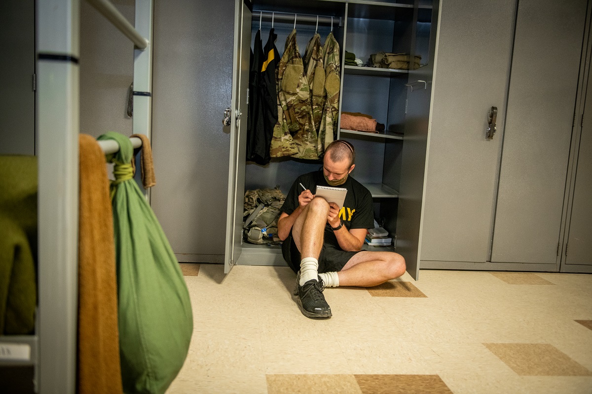Braaten spends some of his personal time writing a letter. For 30 minutes daily trainees get 