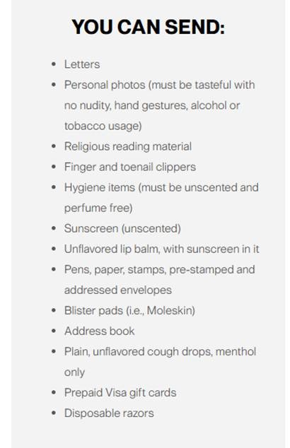 Items that can be sent
