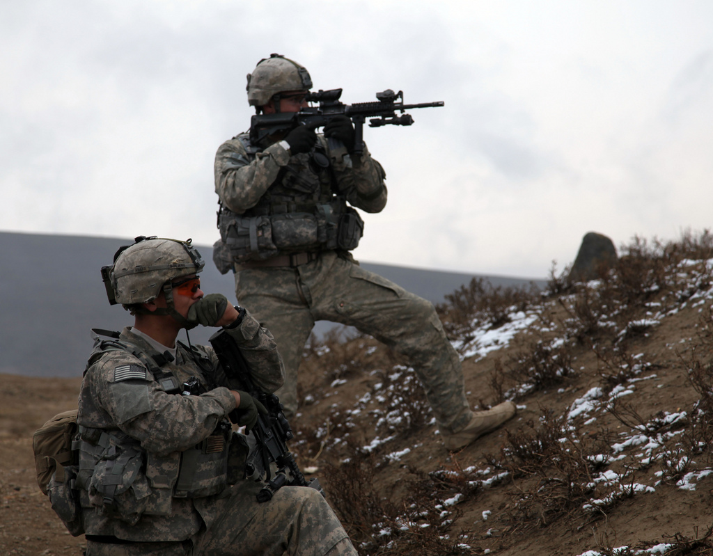 U.S. Soldiers during an attack in Afghanistan.